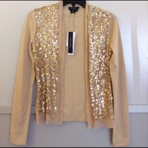 Magaschoni Cashmere Sequin Cardigan Gold XS NWT